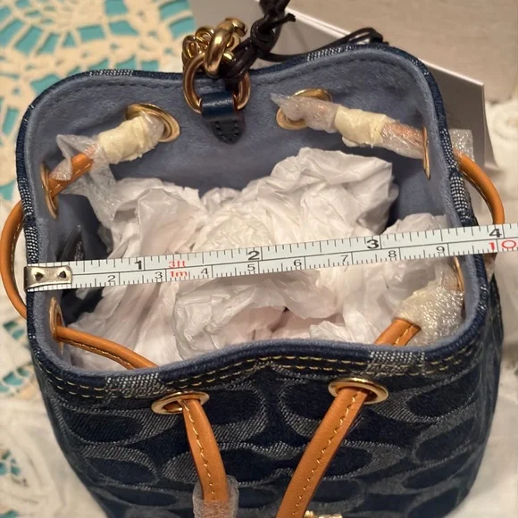 Coach Blue and Tan Mini Drawstring Bag - Picture 9 of 9